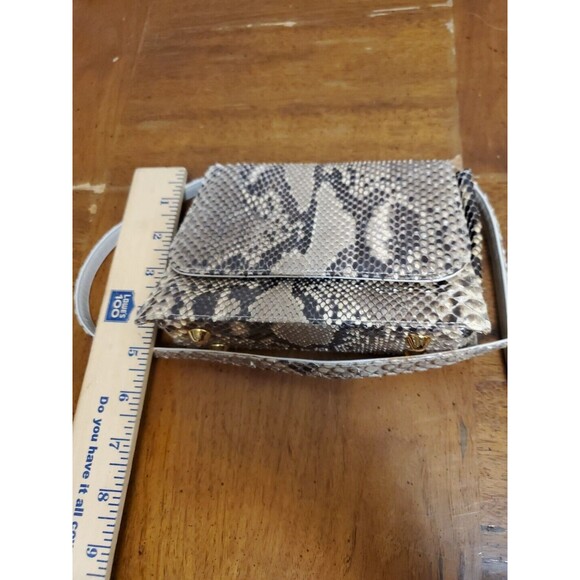 Sarian Leeds Boston Snakeskin Animal Print Crossbody Purse Mini Bag Adjustable - Picture 7 of 8